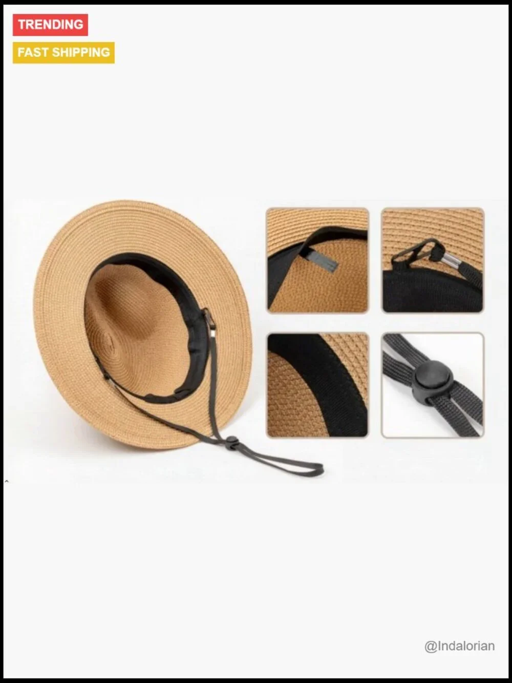 Straw Panama Fedora Hat with Wide Brim Roll Up Sun Hat UPF 50+ Travel Beach
